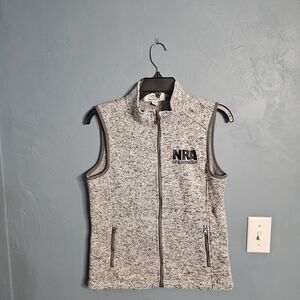 NRA Life Member Women's Gray Sleeveless Zip-Up Vest. #1144